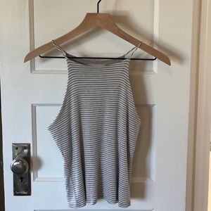 White and gray striped tank top/camisole